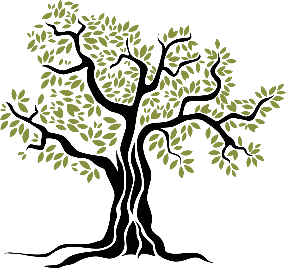 Tapis vinyle fleurs et plantes olivier noir vert - TenStickers