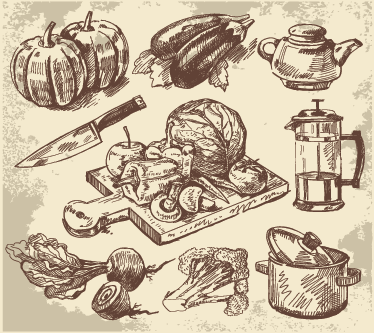 Tapis vinyle cuisine illustration vintage - TenStickers