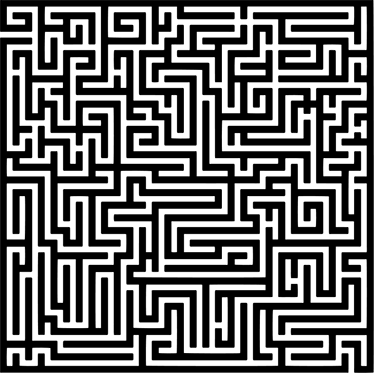 Tapis vinyle salle à manger labyrinthe noir et blanc - TenStickers