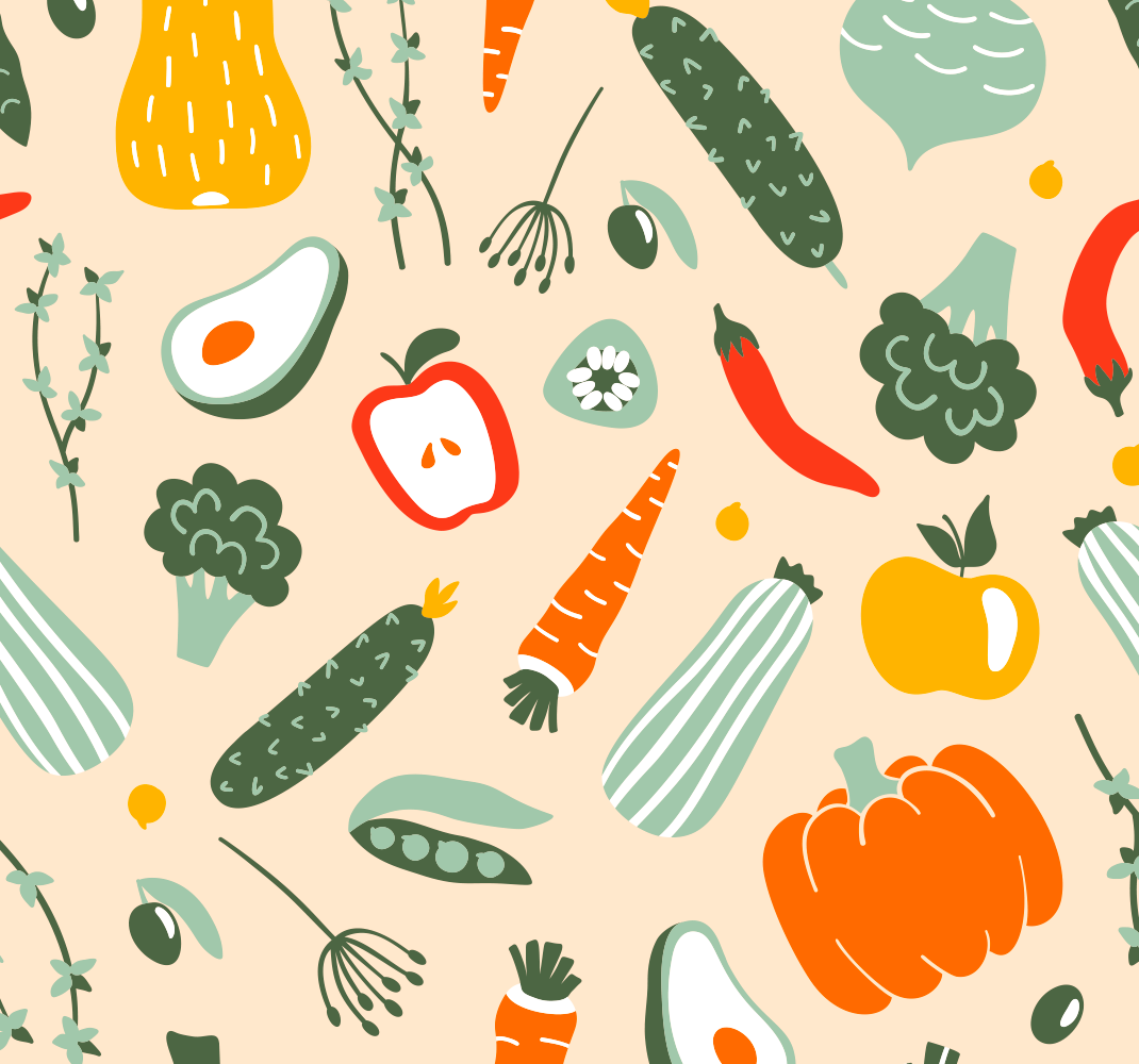 Tapis vinyle cuisine motif alimentaire beige - TenStickers