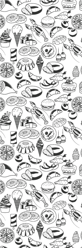 Tapis vinyle cuisine motifs de gribouillis alimentaires - TenStickers
