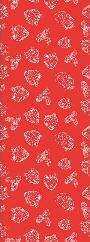 Tapis vinyle cuisine motif fraises en doodle sans couture - TenStickers
