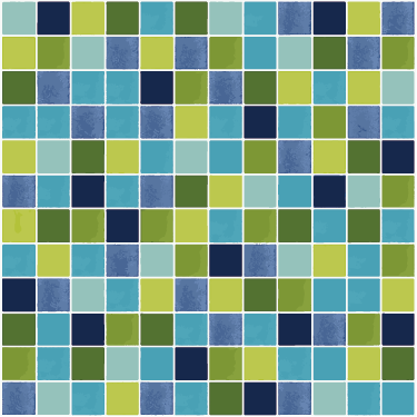 Tapis vinyle salle de bain carreaux bleus et verts - TenStickers