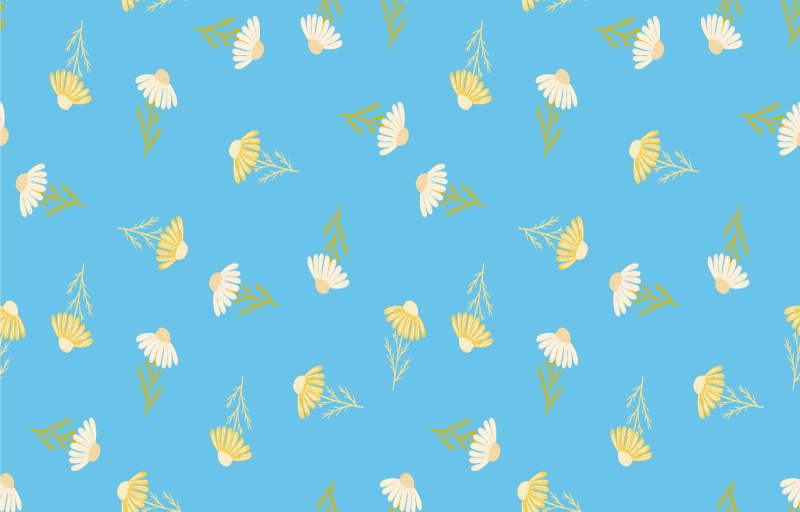 Tapis vinyle fleurs et plantes motif marguerites bleu - TenStickers