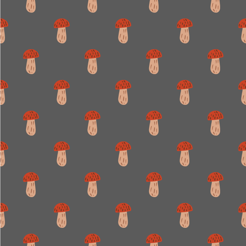 Tapis vinyle fleurs et plantes champignons gris - TenStickers