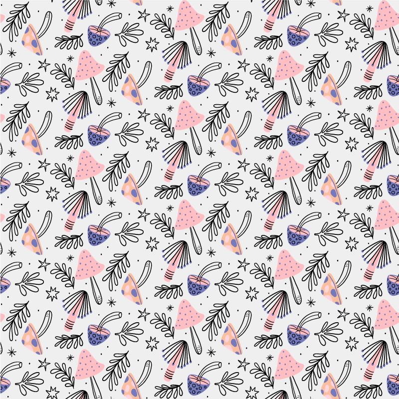 Tapis vinyle fleurs et plantes champignons et fleurs - TenStickers