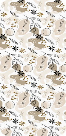 Tapis vinyle fleurs et plantes motif feuilles rose et beige - TenStickers