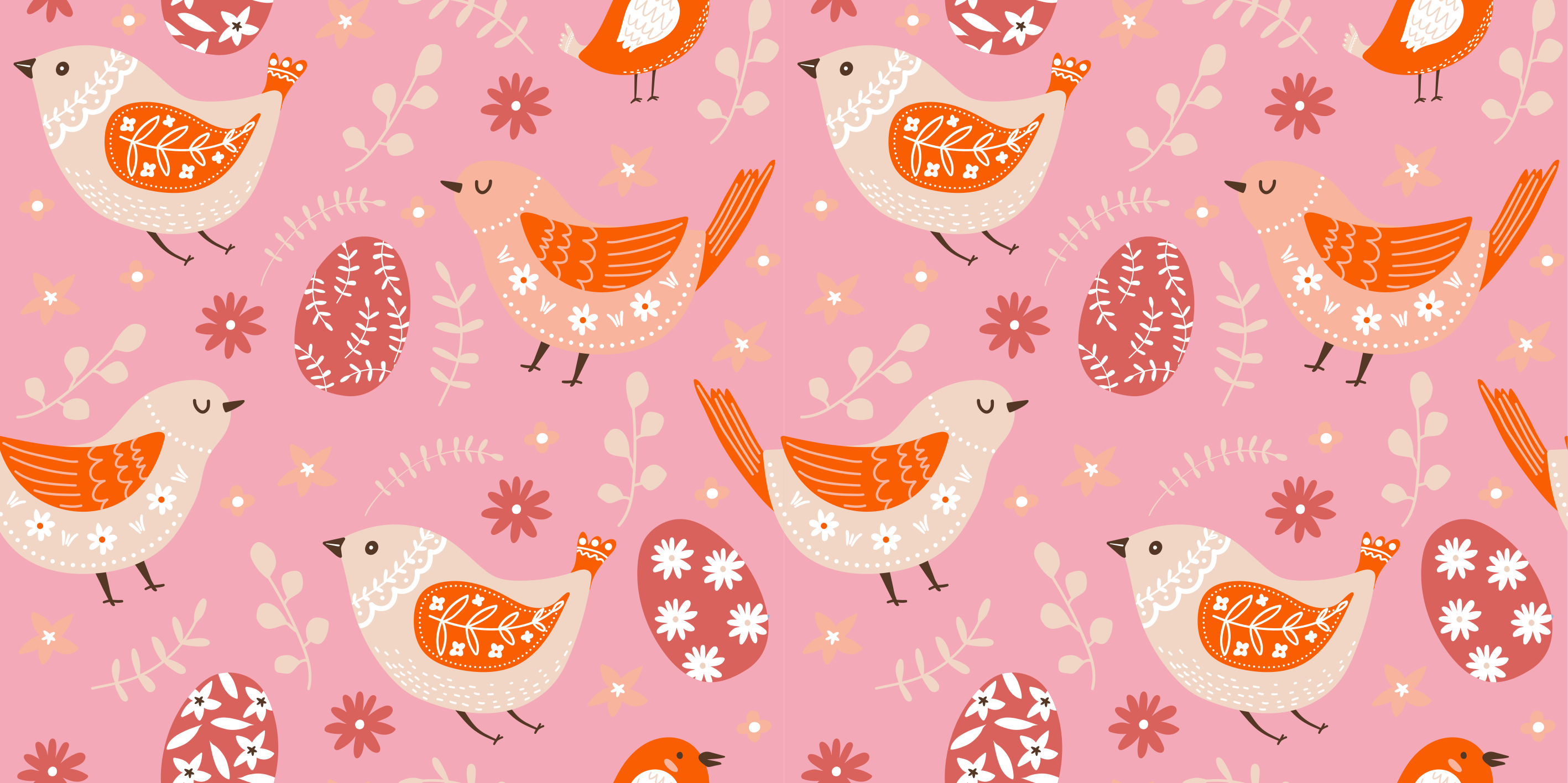 Tapis vinyle fleurs et plantes motif art populaire oiseaux - TenStickers