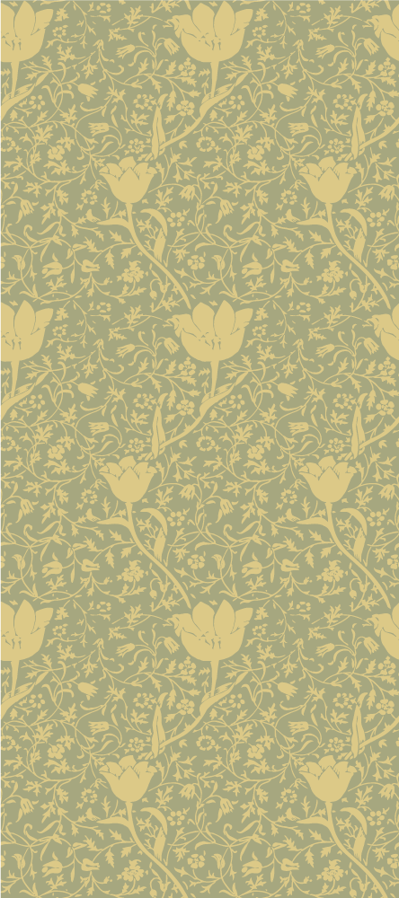 Tapis vinyle fleurs et plantes motif floral doré et vert - TenStickers