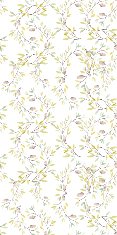 Tapis vinyle fleurs et plantes motif aquarelle feuilles - TenStickers