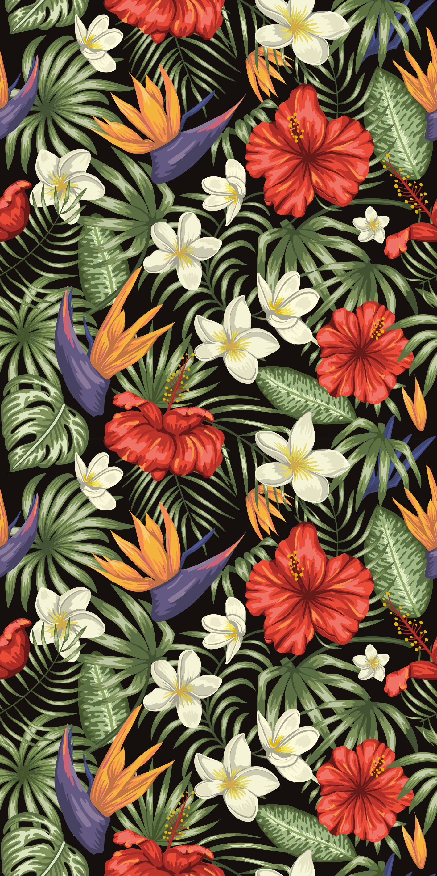 Tapis vinyle fleurs et plantes motif jungle tropicale - TenStickers