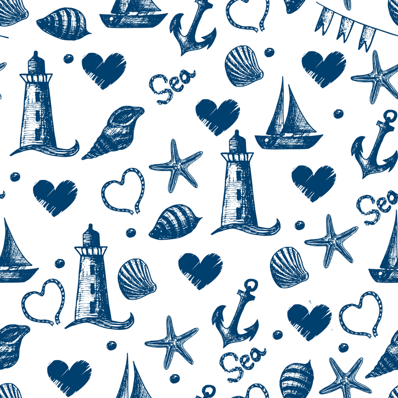 Tapis vinyle fleurs et plantes motif marin - TenStickers