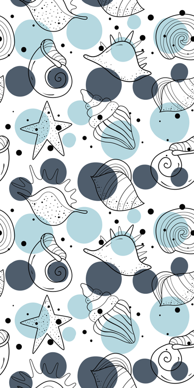 Tapis vinyle fleurs et plantes motifs coquillages élégants - TenStickers