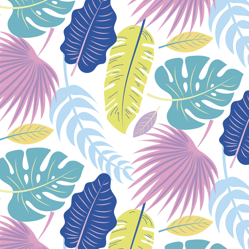 Tapis vinyle fleurs et plantes motifs de feuilles colorées - TenStickers