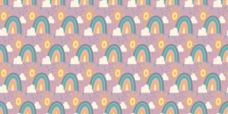 Tapis vinyle fleurs et plantes arc-en-ciel joyeux - TenStickers