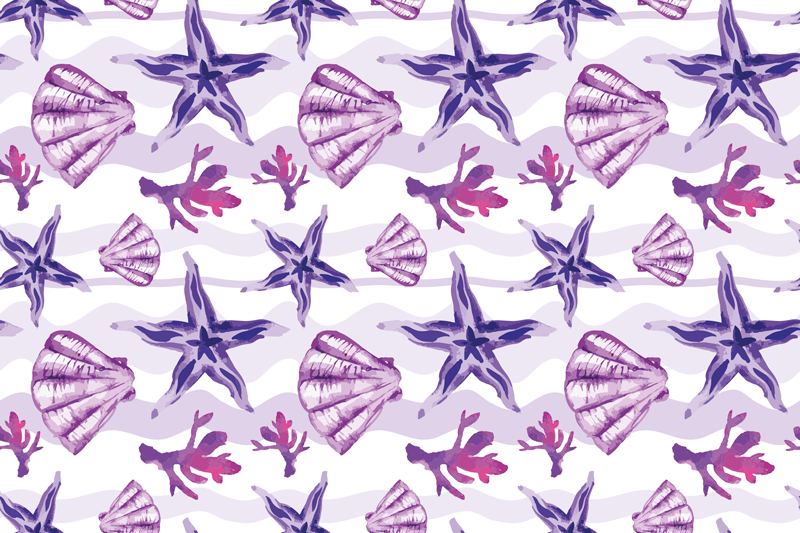 Tapis vinyle fleurs et plantes motif coquillage corail - TenStickers