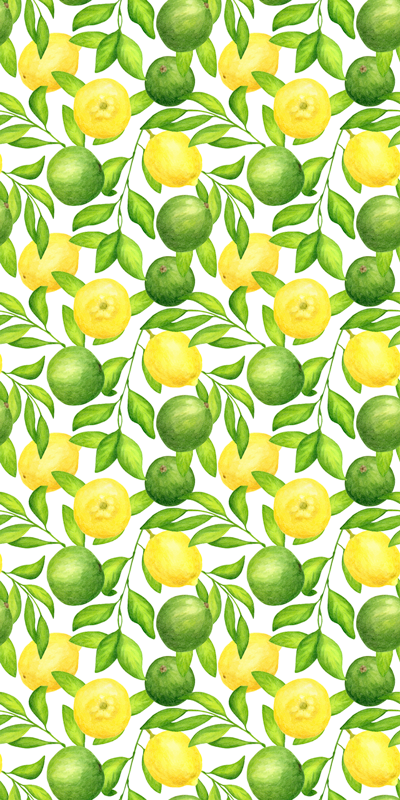Tapis vinyle fleurs et plantes citron et lime - TenStickers