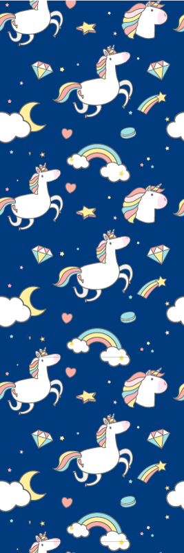Tapis vinyle étoile motif licorne et arc-en-ciel - TenStickers