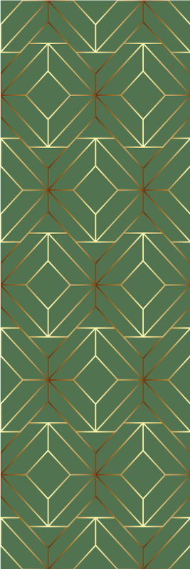 Tapis vinyle géométrique carrés verts métalliques dorés - TenStickers