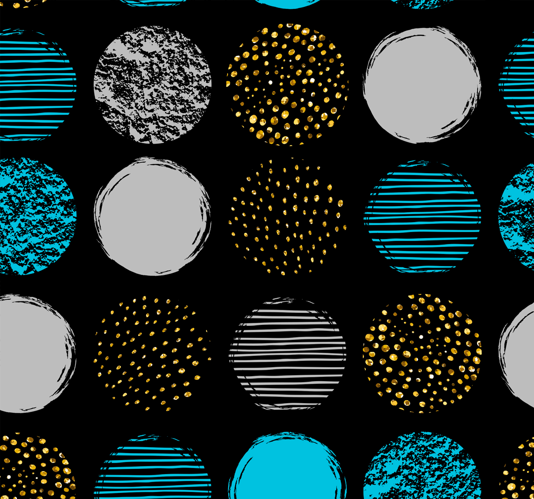 Tapis vinyle géométrique motif pois sur fond noir - TenStickers