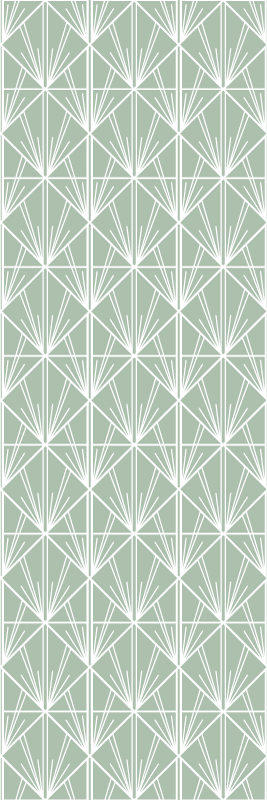 Tapis vinyle géométrique motif déco vert et blanc - TenStickers