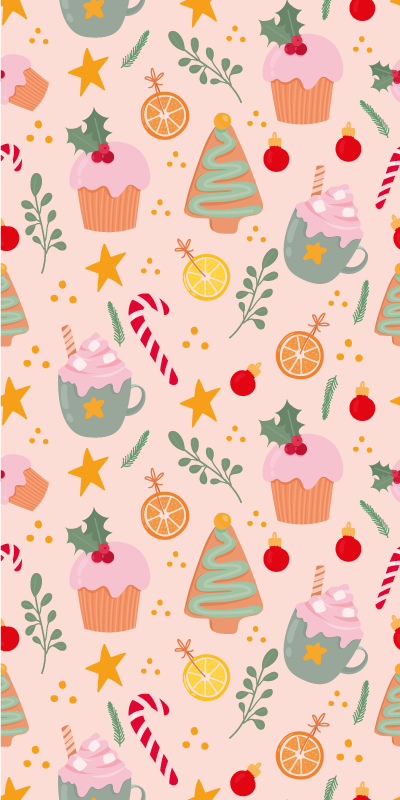 Tapis vinyle noël cannes en sucre et sapins - TenStickers