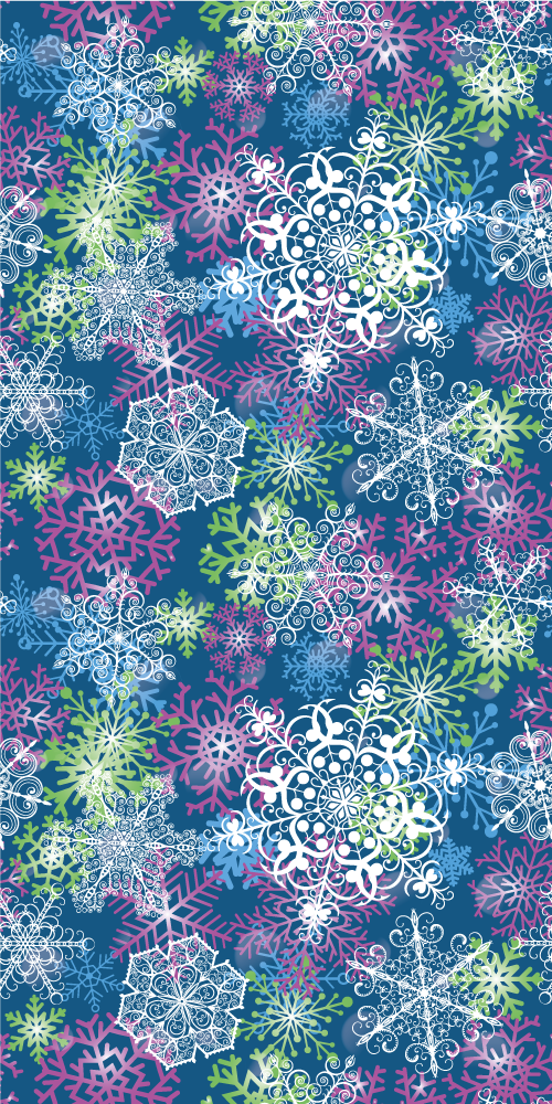 Tapis vinyle noël flocons lumineux sur fond bleu - TenStickers