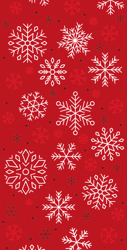 Tapis vinyle noël flocons de neige sur fond rouge - TenStickers