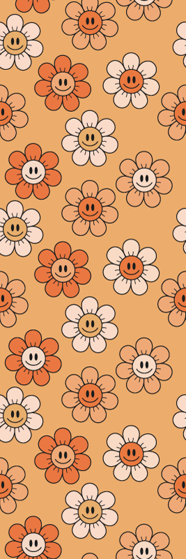 Tapis vinyle chambre visages souriants orange - TenStickers