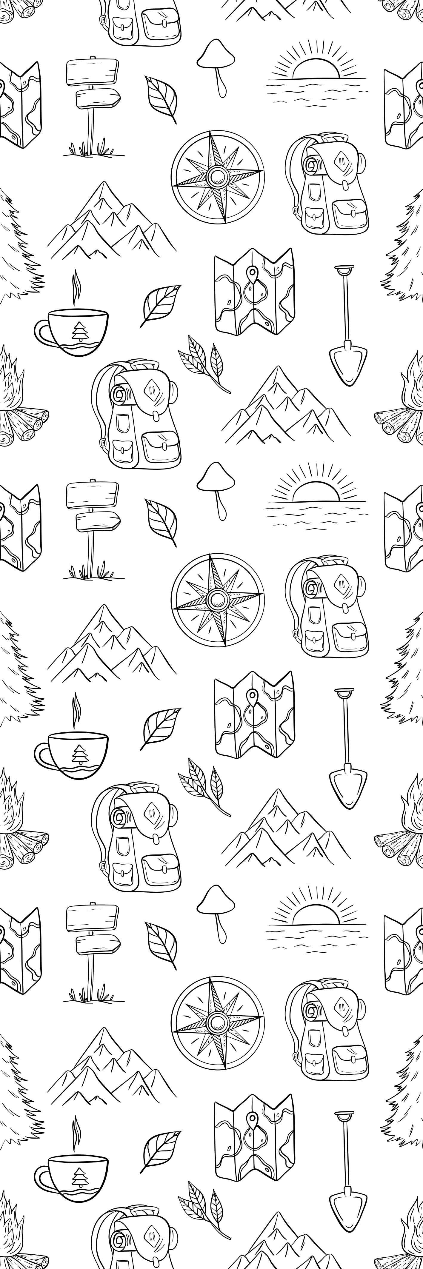 Tapis vinyle chambre boussole dessinée, montagne - TenStickers