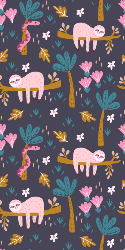 Tapis vinyle chambre paresseux et feuilles - TenStickers