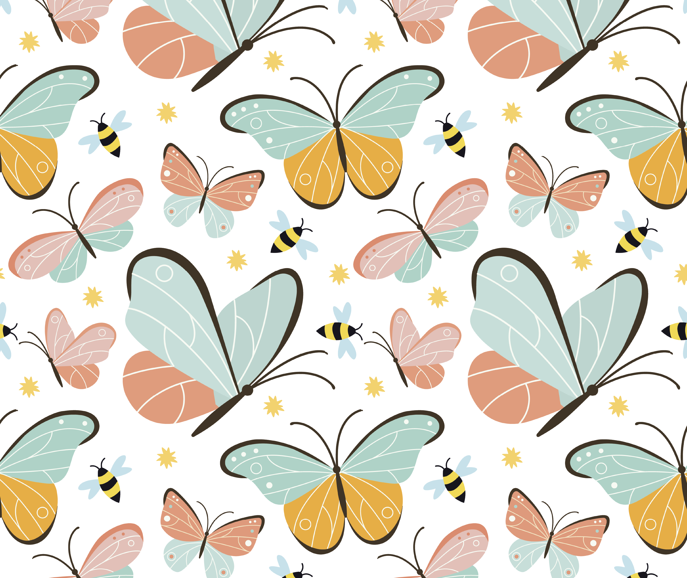 Tapis vinyle chambre papillons et abeilles - TenStickers