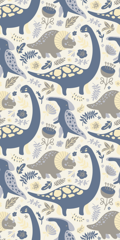 Tapis vinyle chambre dinosaures bleus style nordique - TenStickers