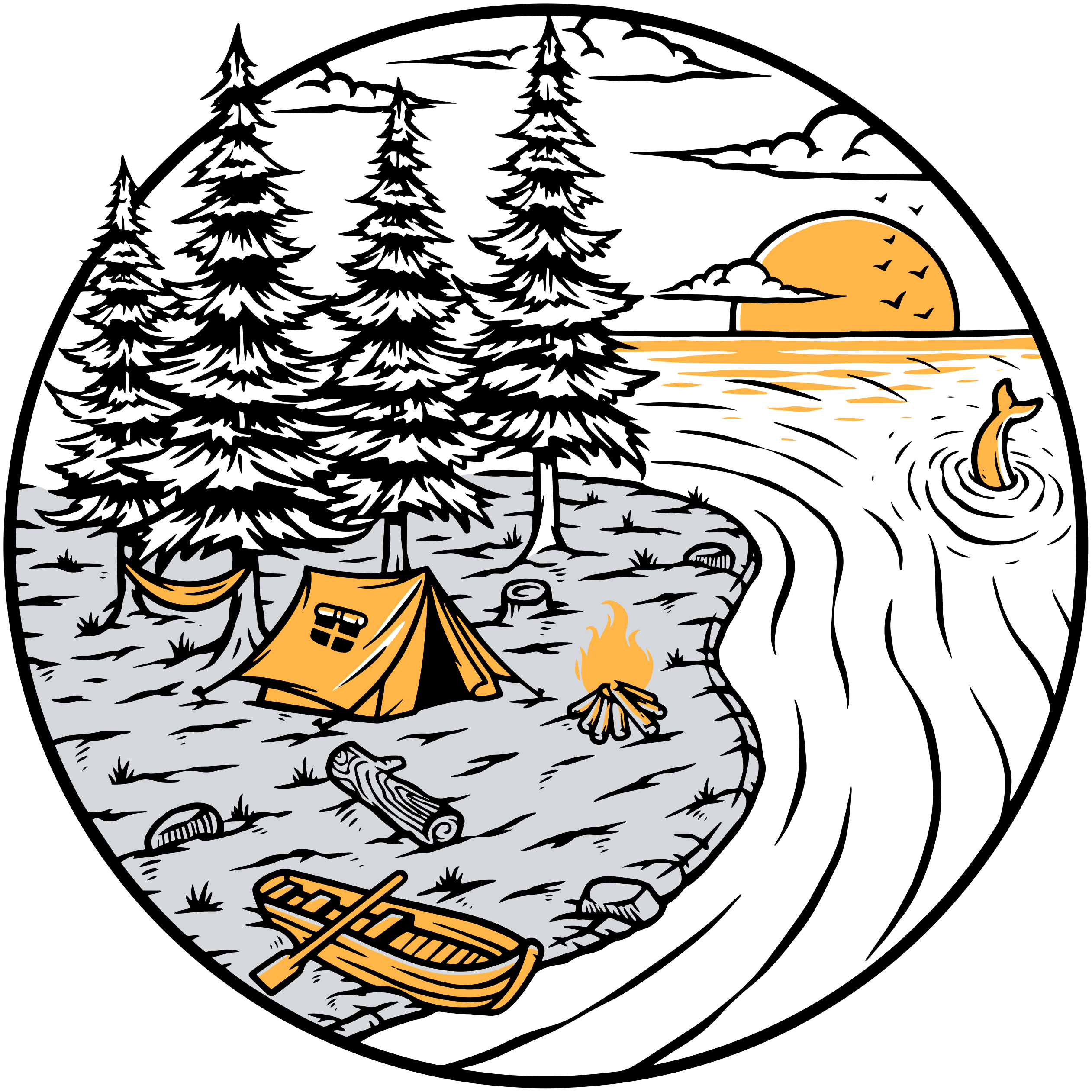 Tapis vinyle nature badge paysage jaune camping-car - TenStickers