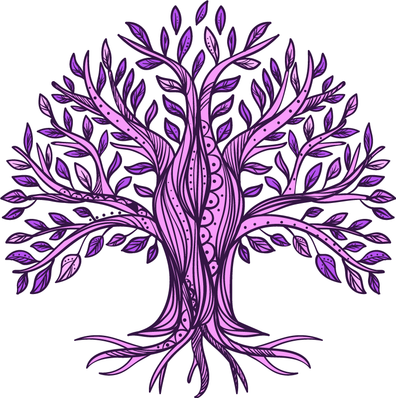 Tapis vinyle nature motif arbre de vie violet - TenStickers