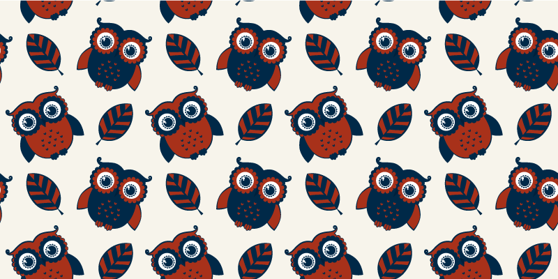 Tapis vinyle nature motif hiboux rouges et bleus - TenStickers