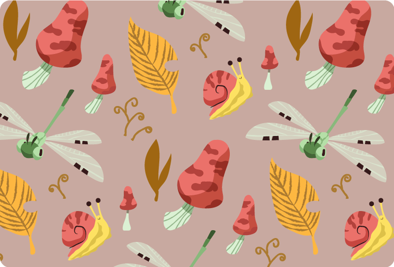 Tapis vinyle nature motif faune et flore automnale - TenStickers