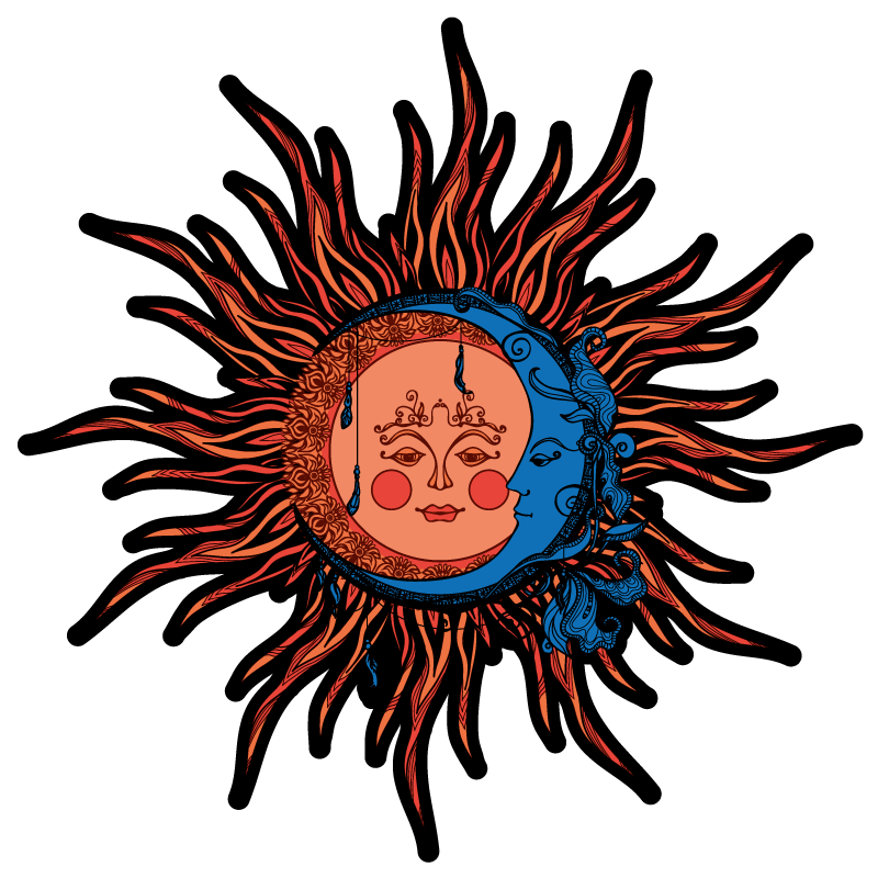 Tapis vinyle nature soleil lune céleste - TenStickers