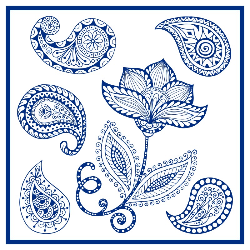 Tapis vinyle nature élément paisley botanique - TenStickers