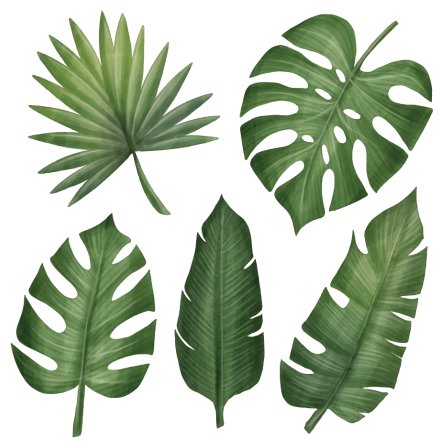 Tapis vinyle fleurs et plantes grandes feuilles vertes - TenStickers