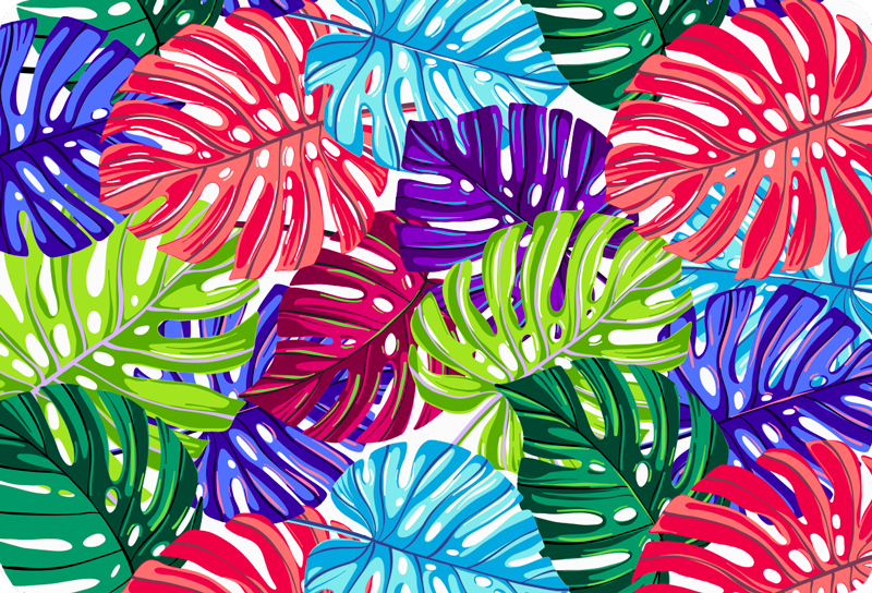 Tapis vinyle fleurs et plantes monstera tropicale - TenStickers