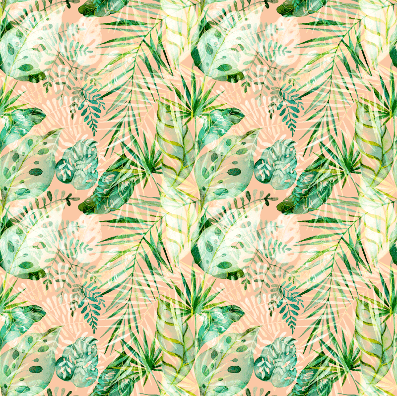 Tapis vinyle fleurs et plantes design feuilles roses - TenStickers