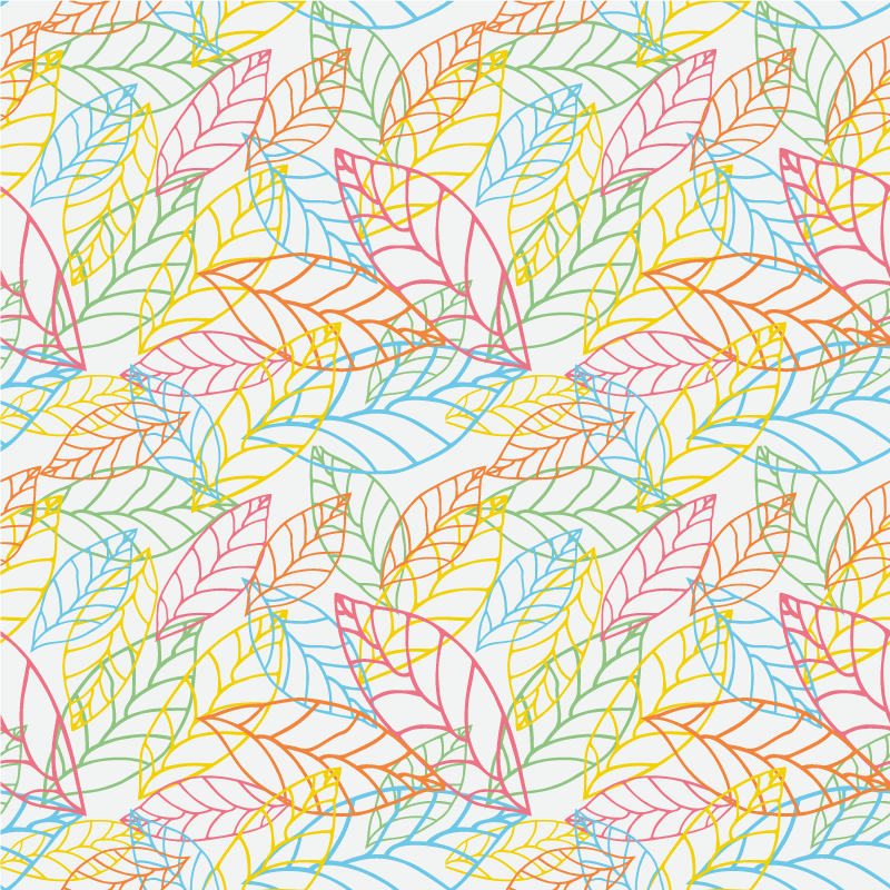 Tapis vinyle fleurs et plantes design feuilles néon colorées - TenStickers