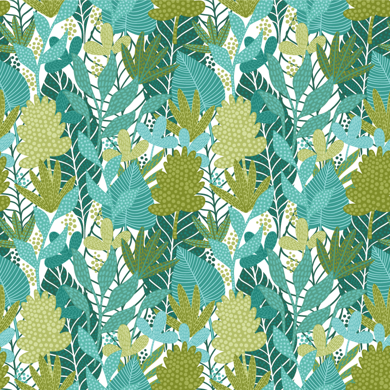 Tapis vinyle fleurs et plantes feuilles boho tropicales - TenStickers