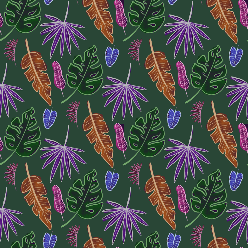 Tapis vinyle fleurs et plantes néon géométrique - TenStickers