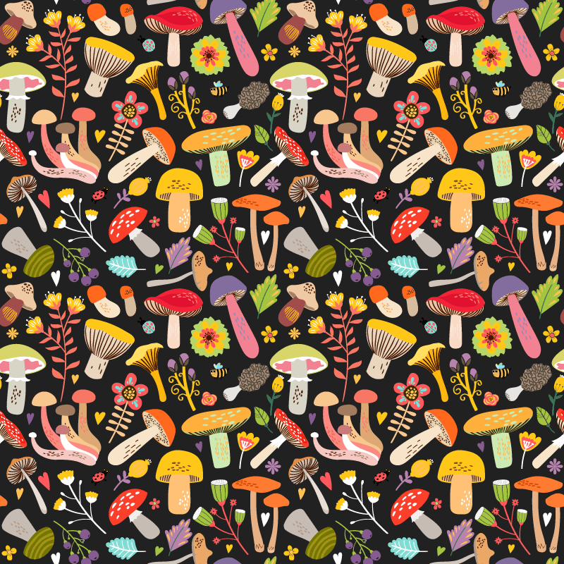 Tapis vinyle fleurs et plantes motif champignons d'automne - TenStickers