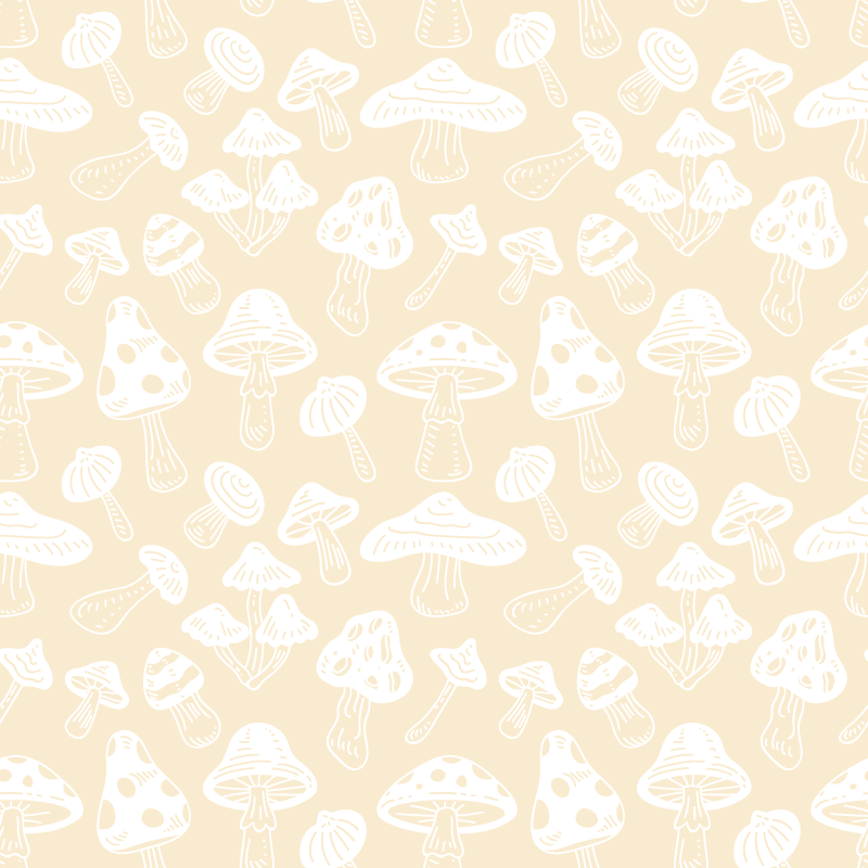 Tapis vinyle fleurs et plantes designs champignons beiges - TenStickers