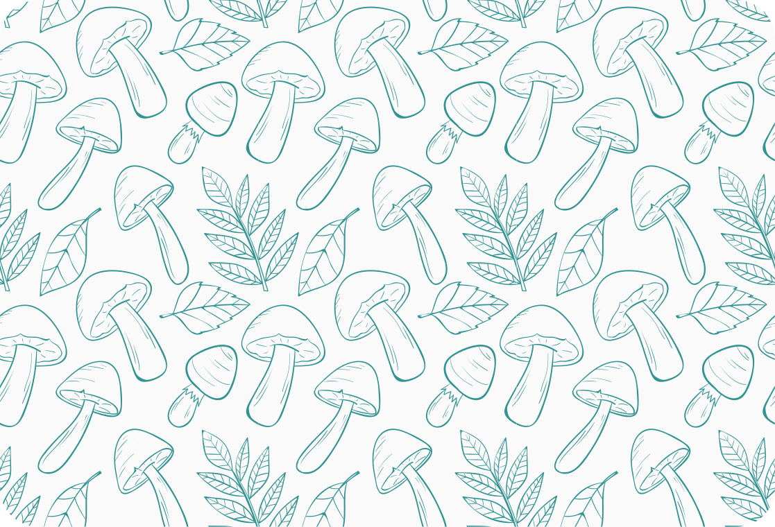 Tapis vinyle fleurs et plantes champignons bleu clair - TenStickers