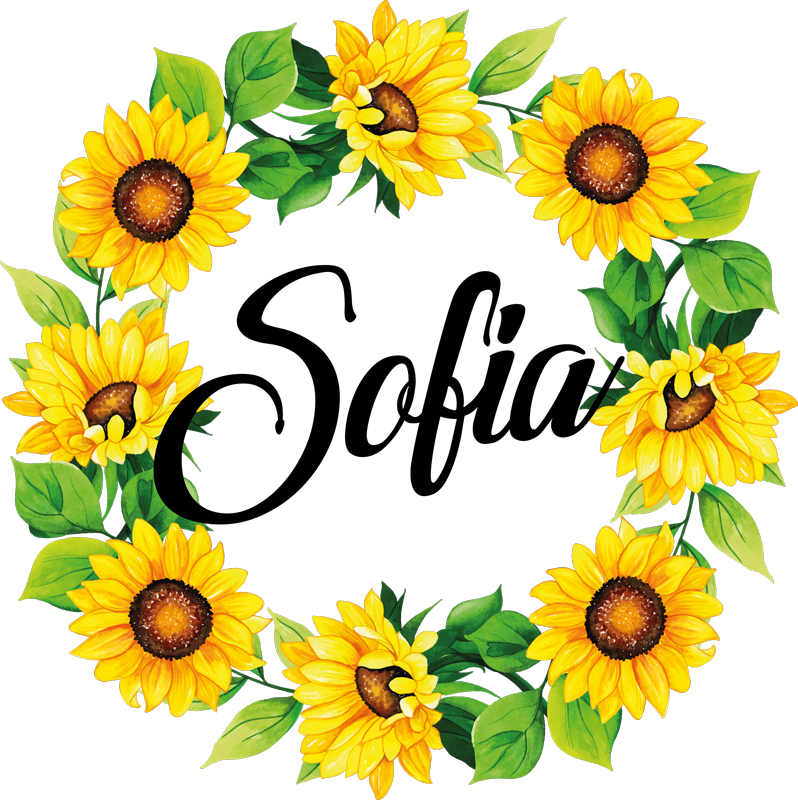 Tapis vinyle fleurs et plantes couronne d'été avec nom - TenStickers