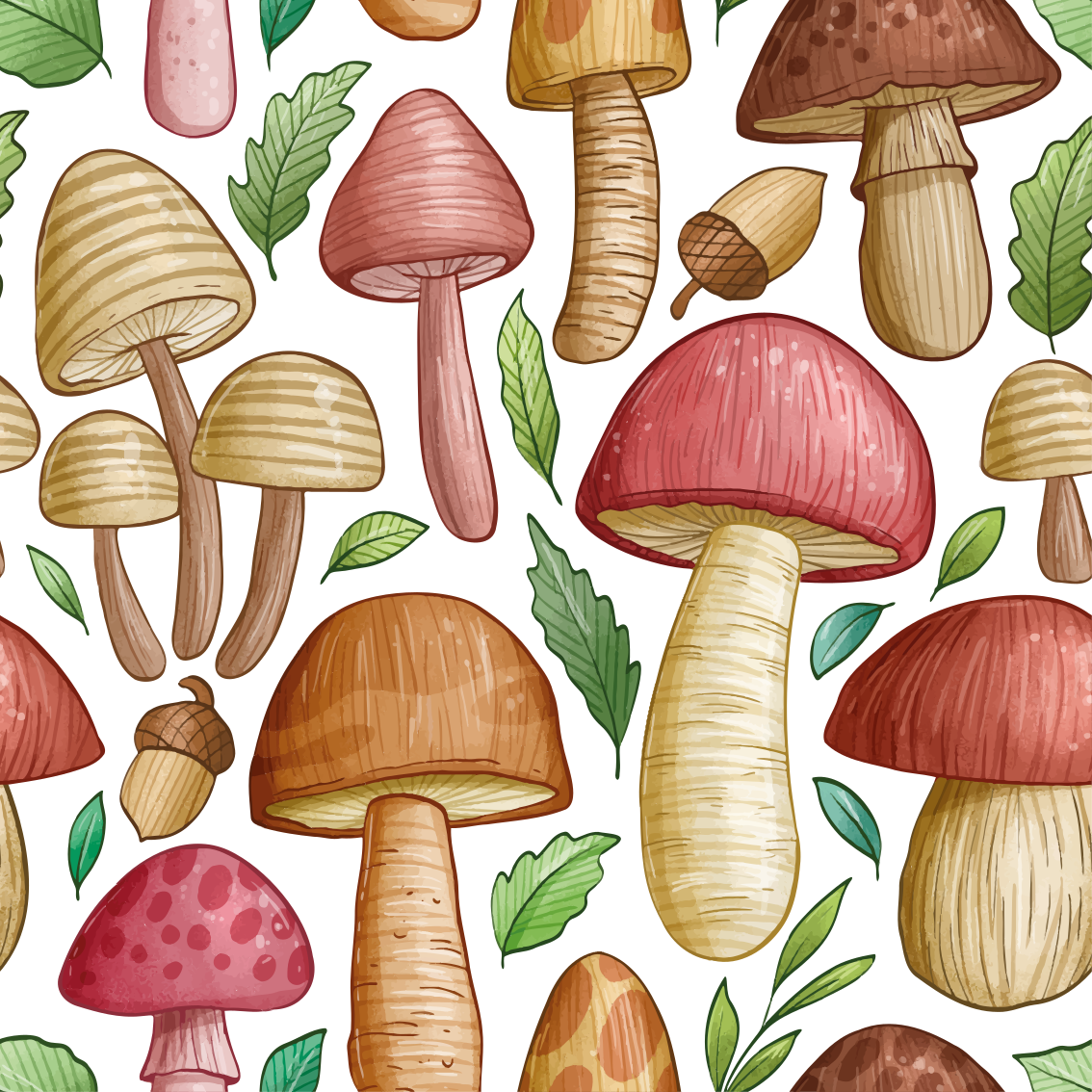 Tapis vinyle fleurs et plantes motif champignons colorés - TenStickers